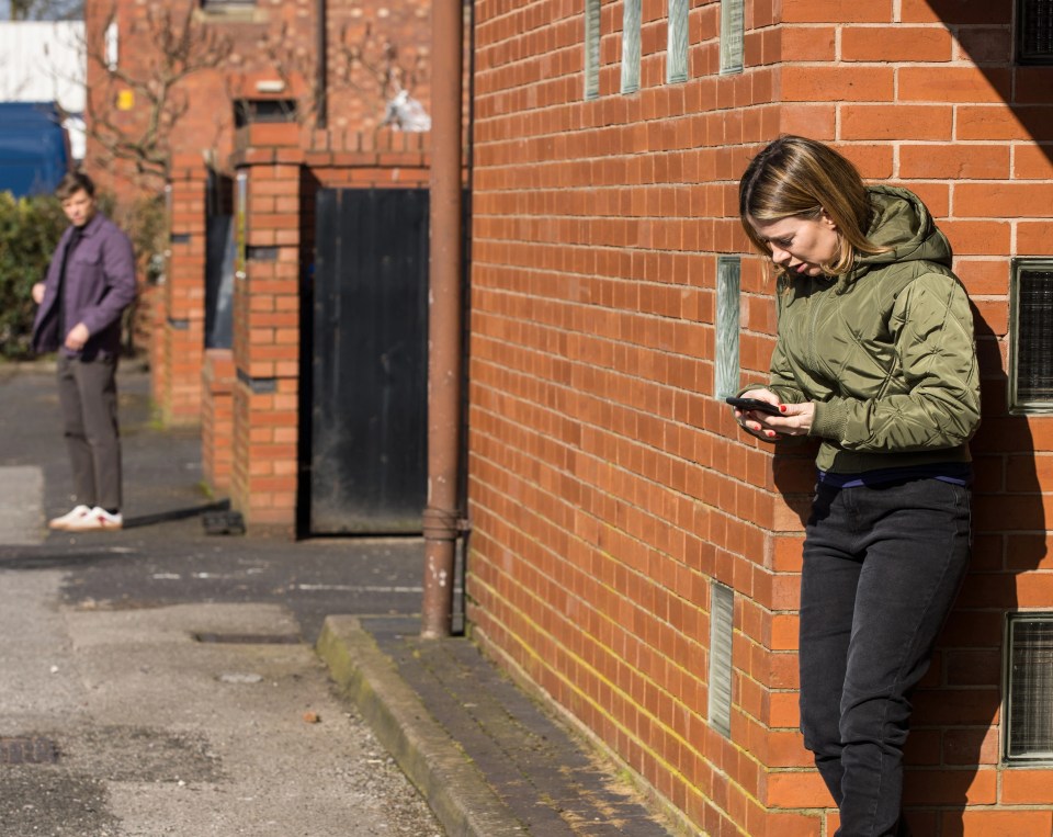 Ben being followed by Sally Carman's Abi in scenes earlier this year