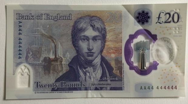 A £20 note with a striking serial number