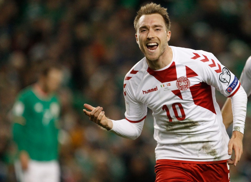 Christian Eriksen scored a hat-trick for Denmark against Ireland in 2017