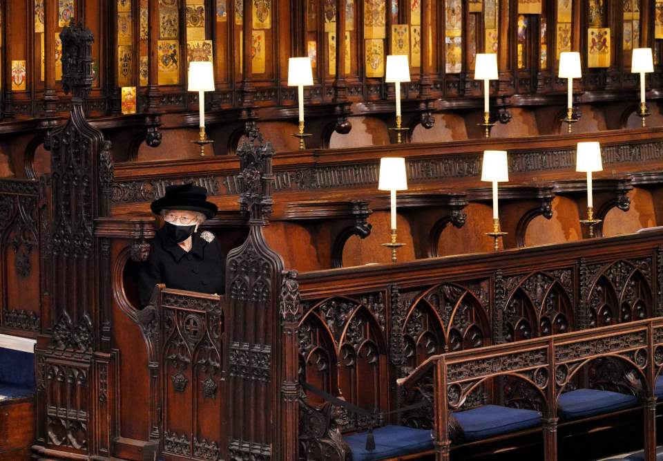 No place could be more perfect for Britain's longest-serving monarch, here she takes her seat for the funeral service of Prince Philip in Windsor