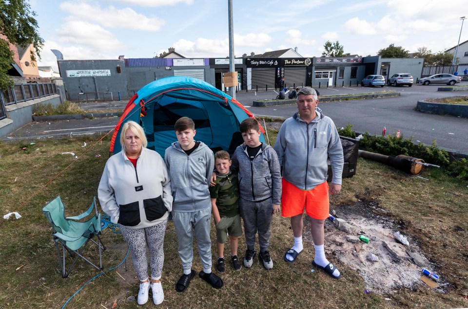 Kelly and Alan Fitzpatrick with their children, Jack, 10, Bobby, six, and Kasey, 17, claim they have been living in their tent on a Dublin green