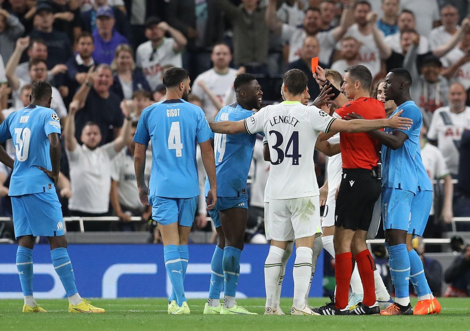 Spurs began to get on top in the game as the 10 men of Marseille tired