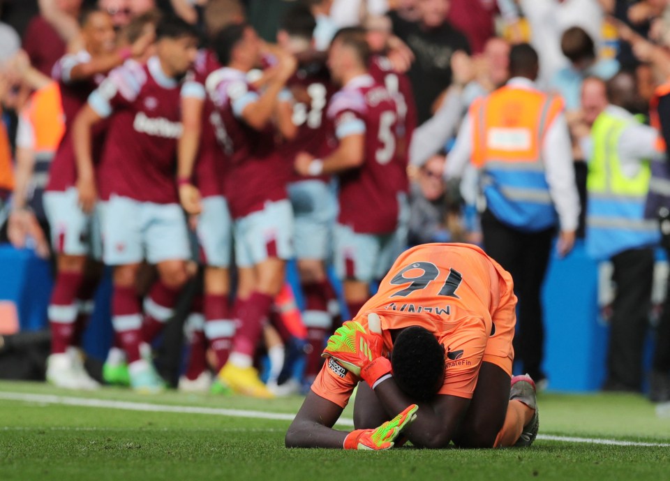 Edouard Mendy stayed down after West Ham scored