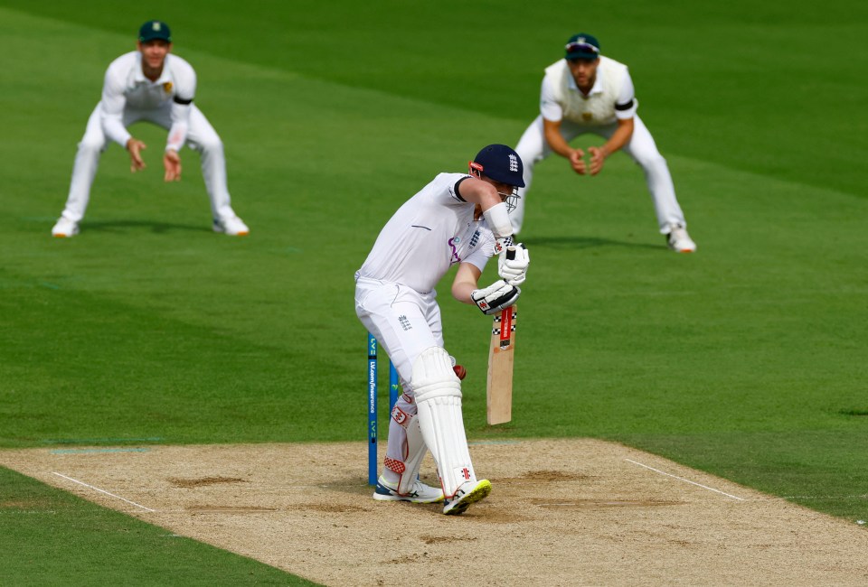 Alex Lees was trapped LBW as he fell on Monday morning