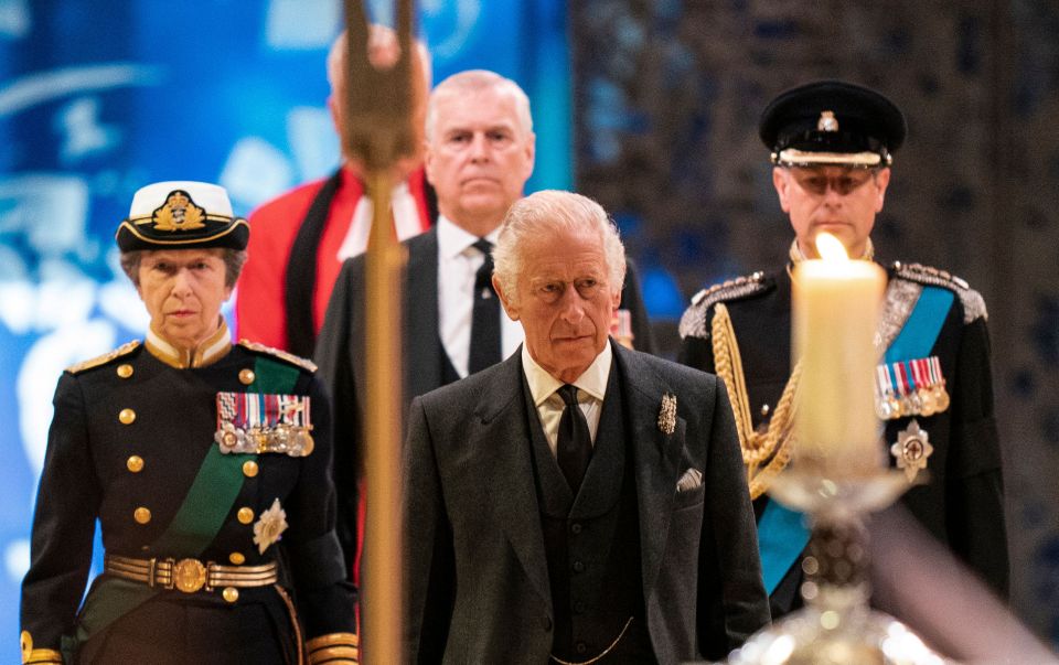 King Charles, Prince Andrew, Prince Edward and Princess Anne joined a Vigil at St Giles’ Cathedral, in Edinburgh, earlier this week