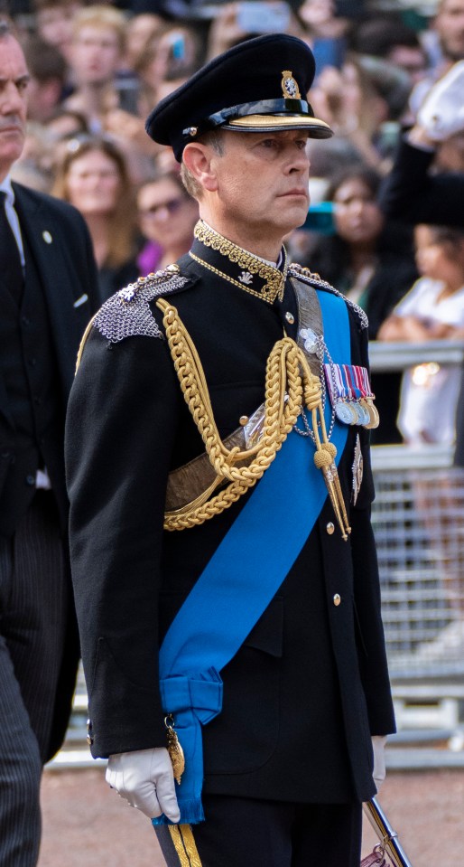 Prince Edward wore military uniform for the royal procession as the Queen's coffin travelled from Buckingham Palace to Westminster Hall