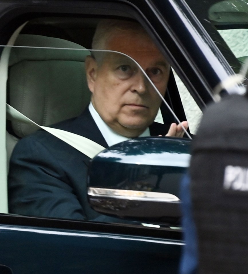 Prince Andrew was seen driving his family to Crathie Kirk church