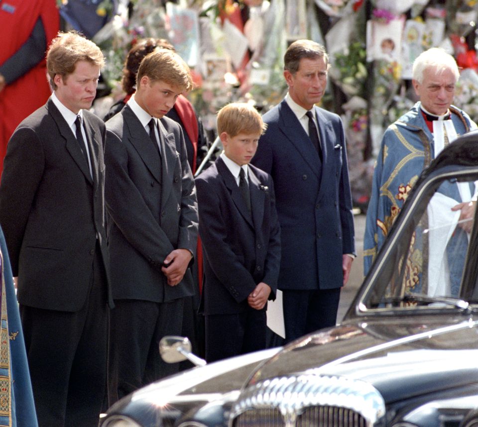 Harry and William pictured at their mother's funeral  in 1997