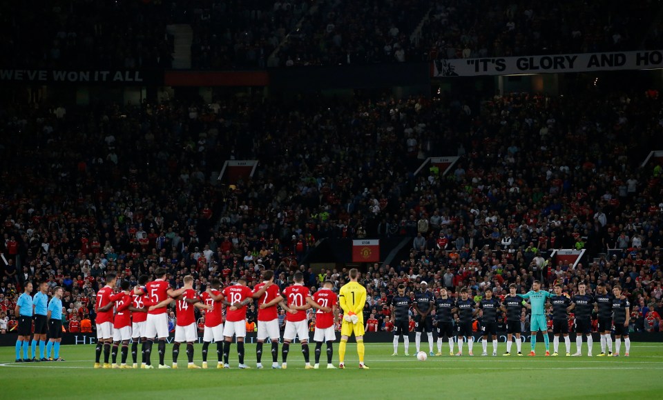 There was a minute's silence at Old Trafford ahead of Manchester United's game against Real Sociedad