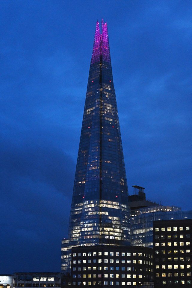 The Shard is London has turned its lights purple to honour Her Majesty