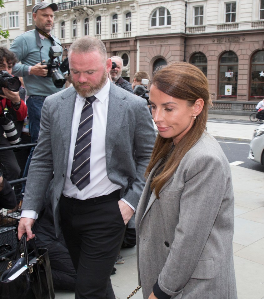 Wayne and Coleen Rooney outside the High Court during the Wagatha Christie trial