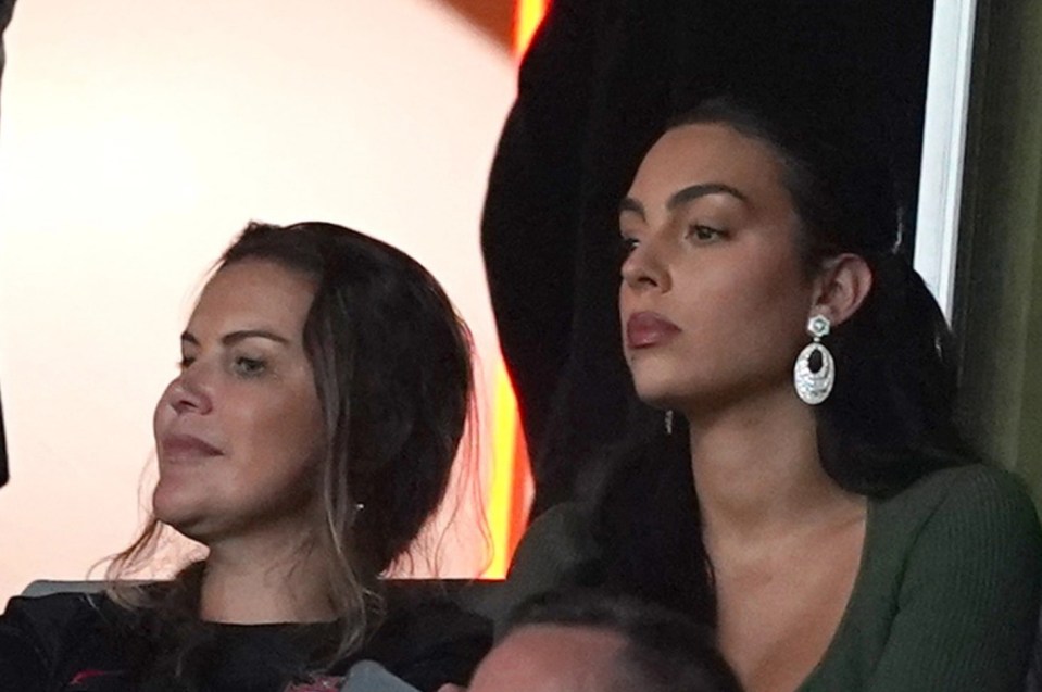 Ronaldo's girlfriend Georgina Rodriguez (right) watched on from the stands