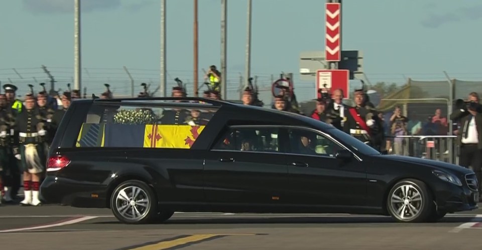 The coffin was taken to Edinburgh Airport by road