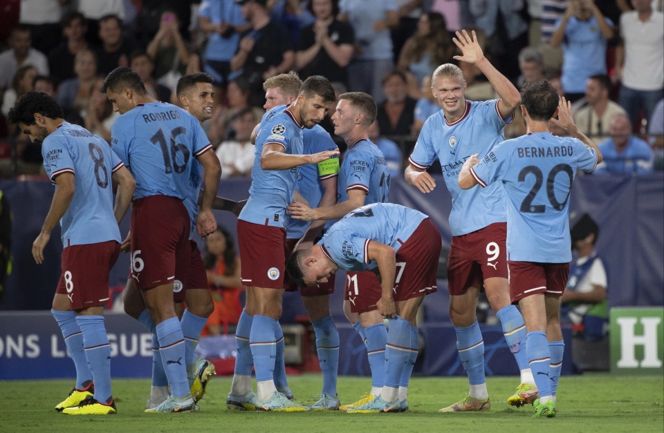 City usually wear their blue home shirt with white shorts