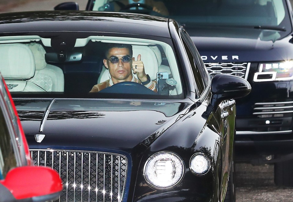 The legend hid his wounds with shades but still gave a thumbs-up as he arrived for training