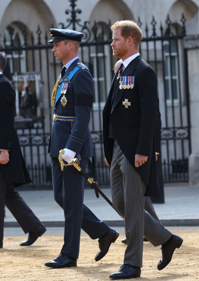 Harry and William will stand side by side on Monday for the funeral