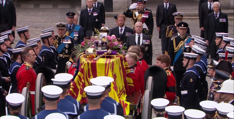 The royals walk behind the Queen's coffin at her state funeral