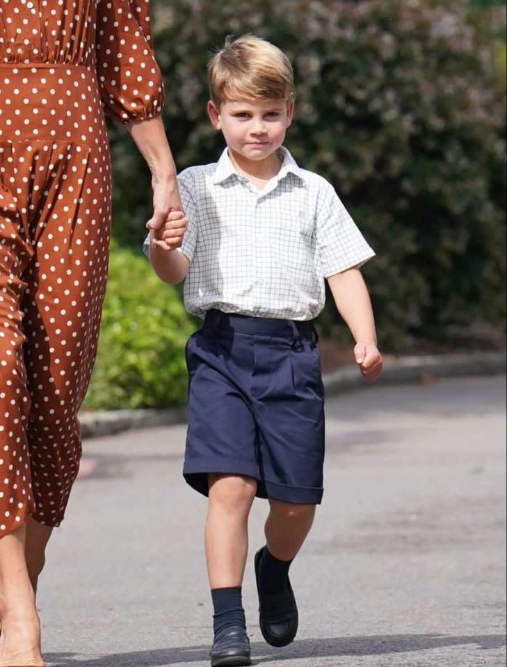 Prince Louis, pictured on his first day at school, said "at least granny is with great grandpa" after hearing of the Queen's death