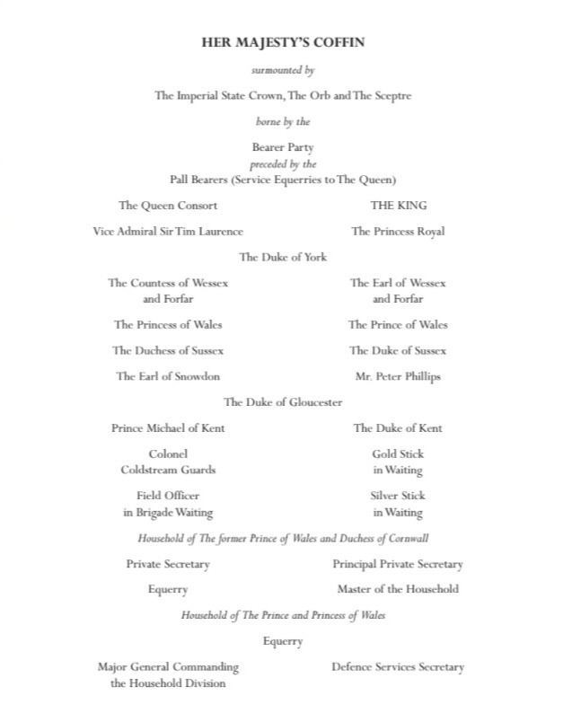 Page six of the order of service