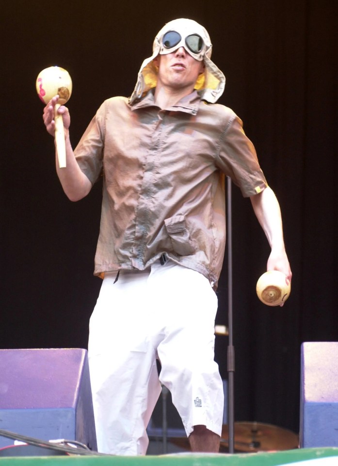 Bez shaking his maracas on stage for the Happy Mondays