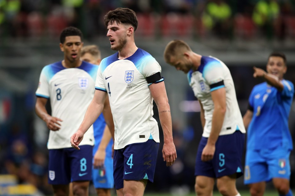 England stars Jude Bellingham, Declan Rice and Eric Dier were beaten in Milan