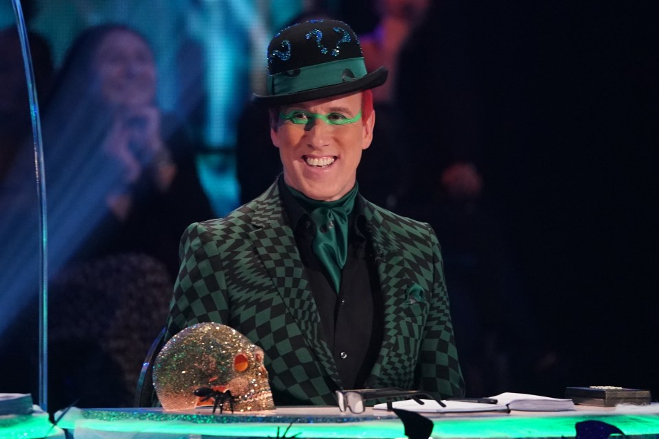 Anton as comic book villain The Riddler for Halloween-themed show