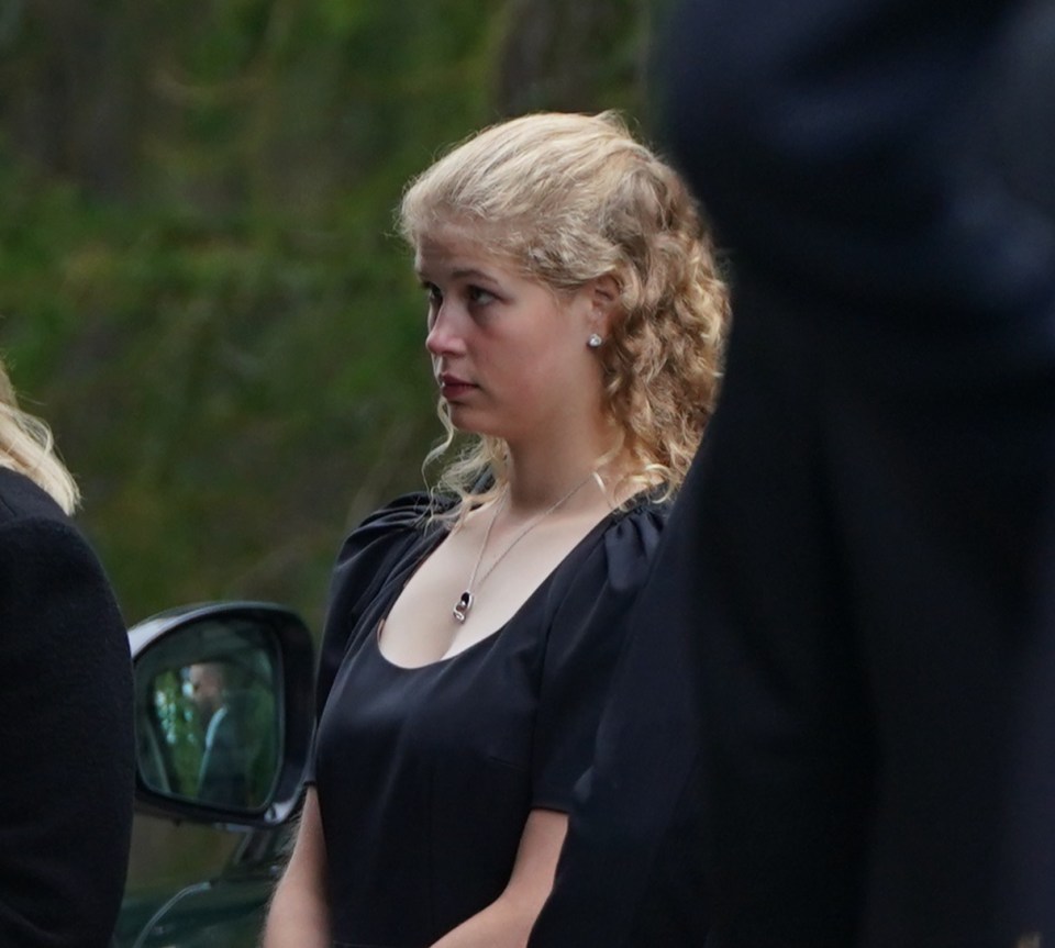 Lady Louise Windsor also attended to see flowers and tributes left for her grandmother