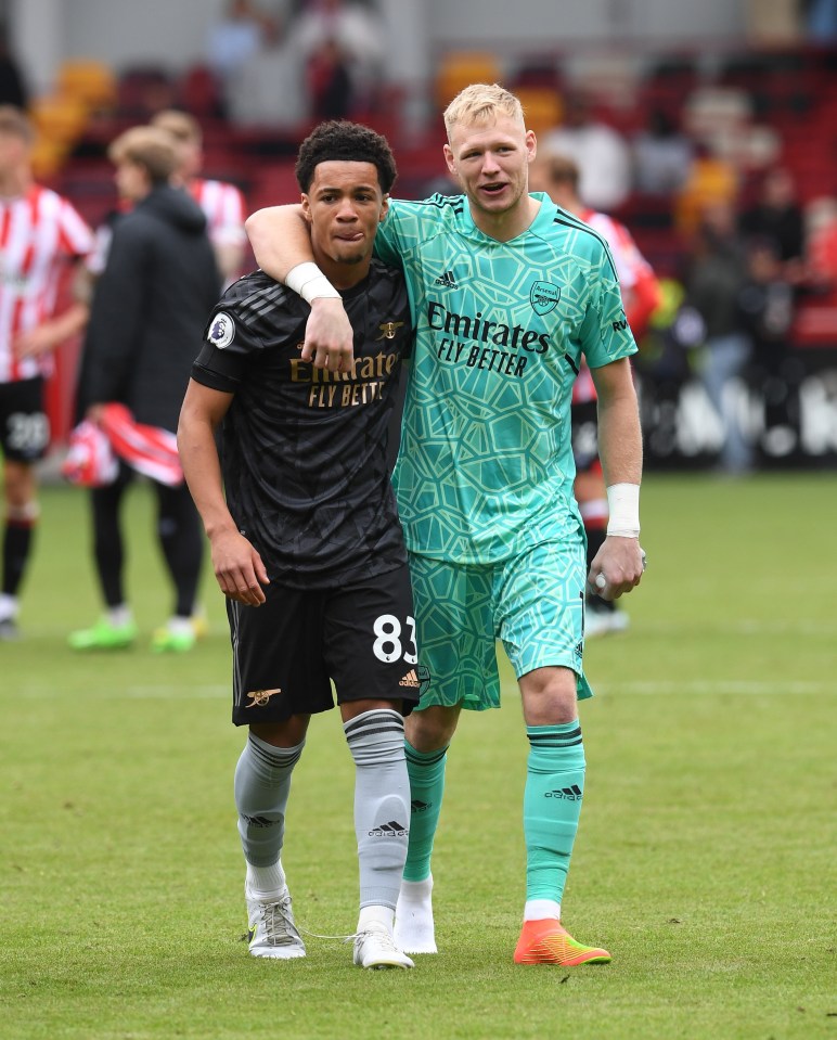 Aaron Ramsdale was among the first to congratulate him at full time