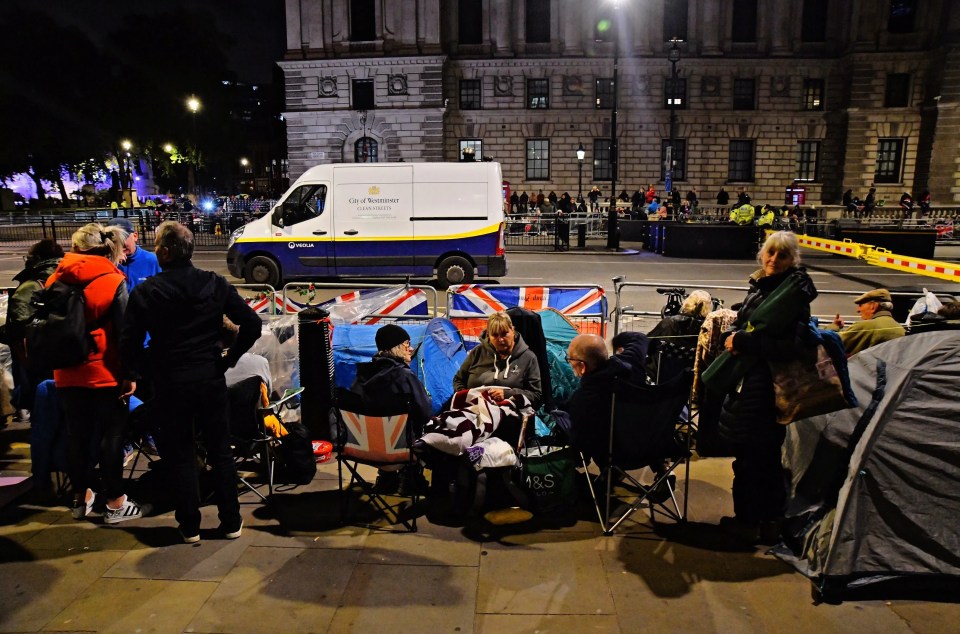 People camping out overnight in Parliament Square ready for the state funeral