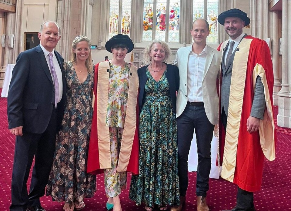 The co-hosts of the You Me and Big C podcast also received the degree, Lauran Mahon and Steve Bland