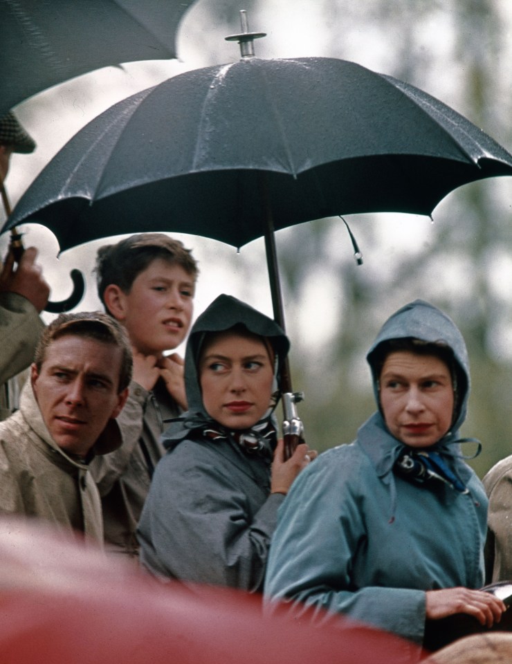 Princess Margaret and the Queen with Lord Snowdon and a young Prince Charles in 1962