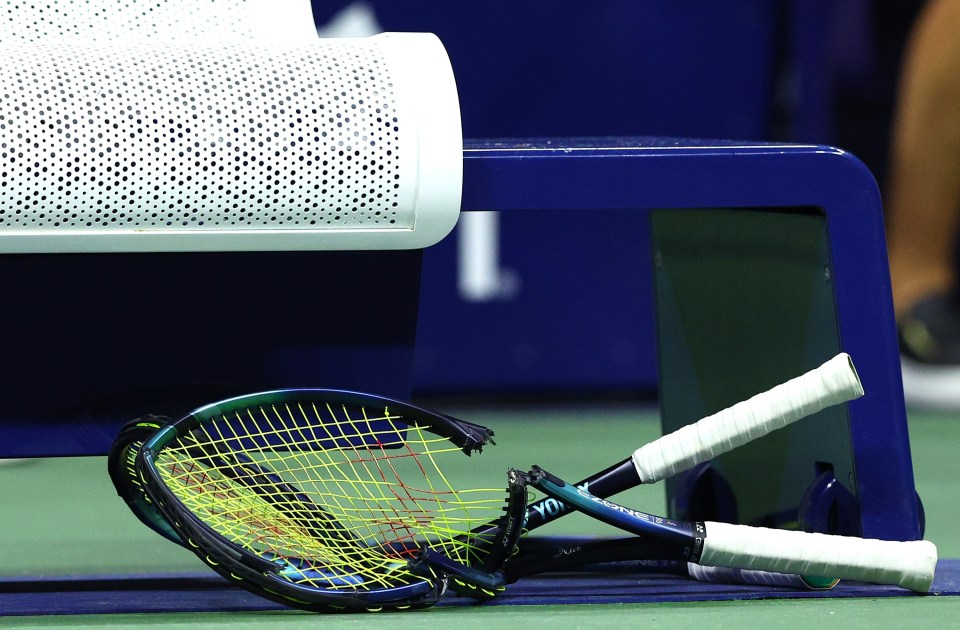 Kyrgios took his frustration out on his racket after losing against his Russian opponent