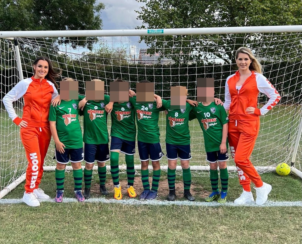 Critics have cried foul after an under-tens football team posed in a new kit — sponsored by Hooters