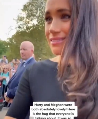 Meghan was seen hugging a Royal fan