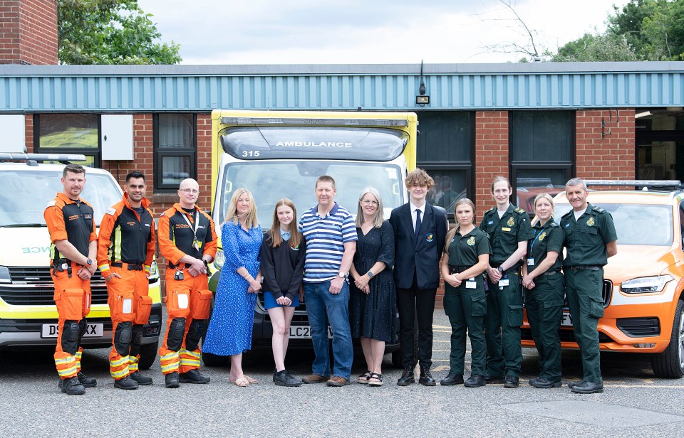 Daisy Webb and her parents John and Lisa along with Magpas Air Ambulance crew