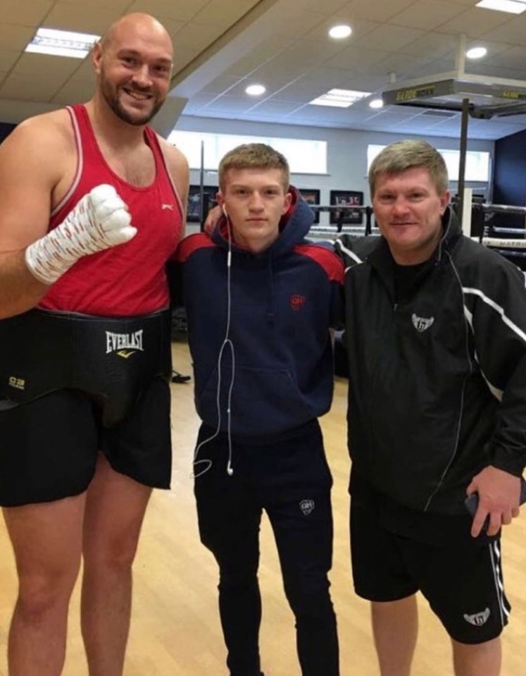 Tyson Fury with Ricky Hatton and son Campbell