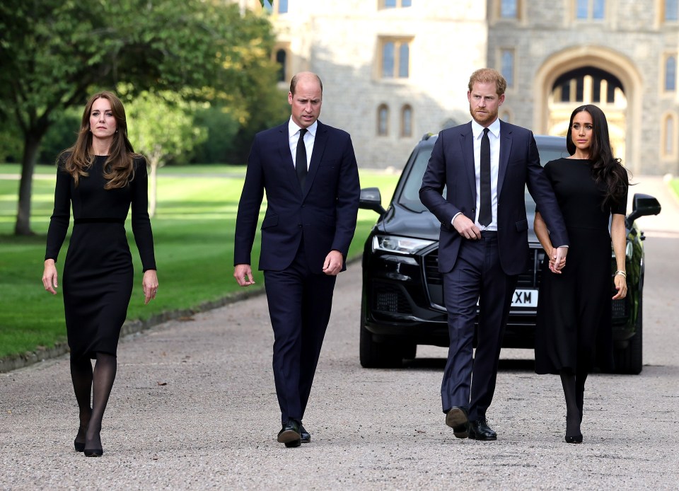 The Princess and Prince of Wales walked side-by-side with the Sussexes in the lead up to the Queen's state funeral