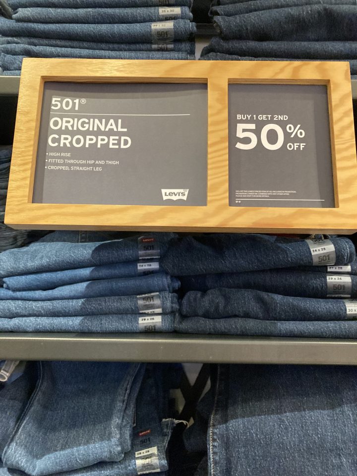 All the jeans in store were 50 per cent off