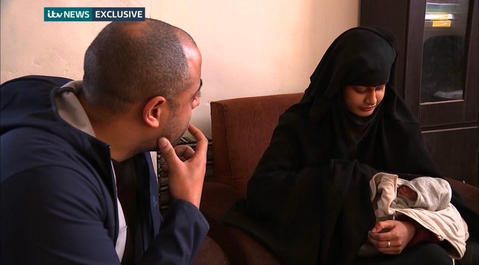 Shamima seen with her baby as she speaks on ITV – later confessing she no longer felt sad about the death of her three children