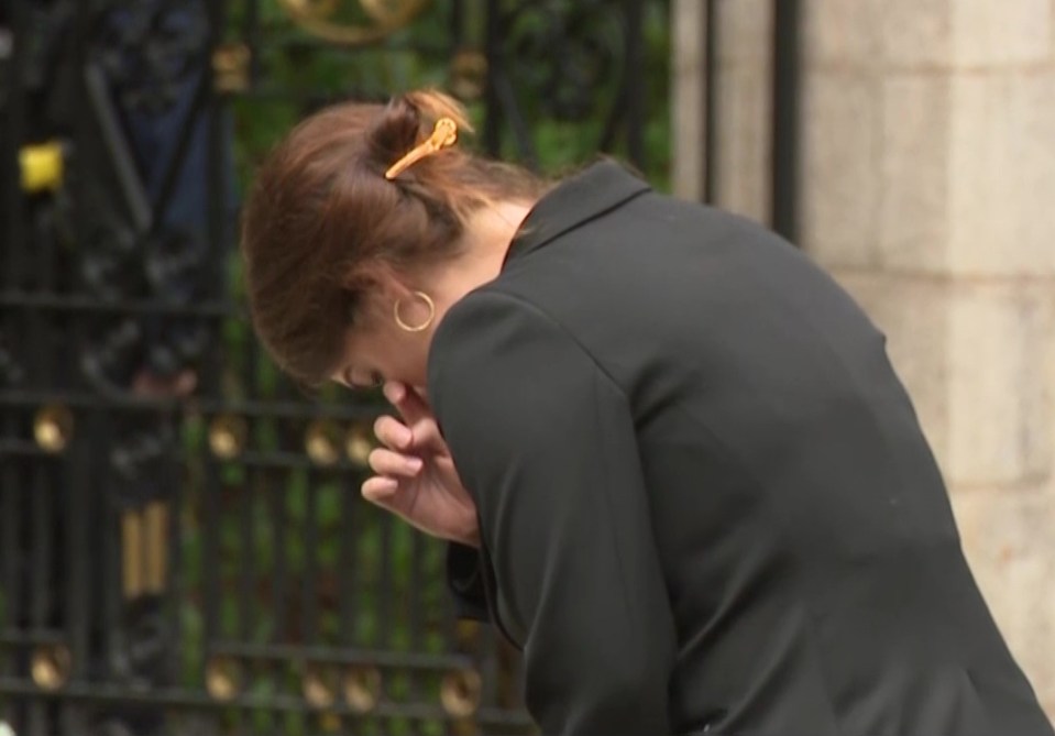 Princess Eugenie wept as she looked at tributes for her gran