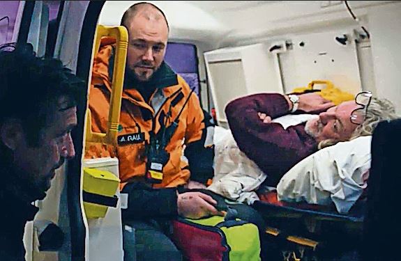 James in the ambulance