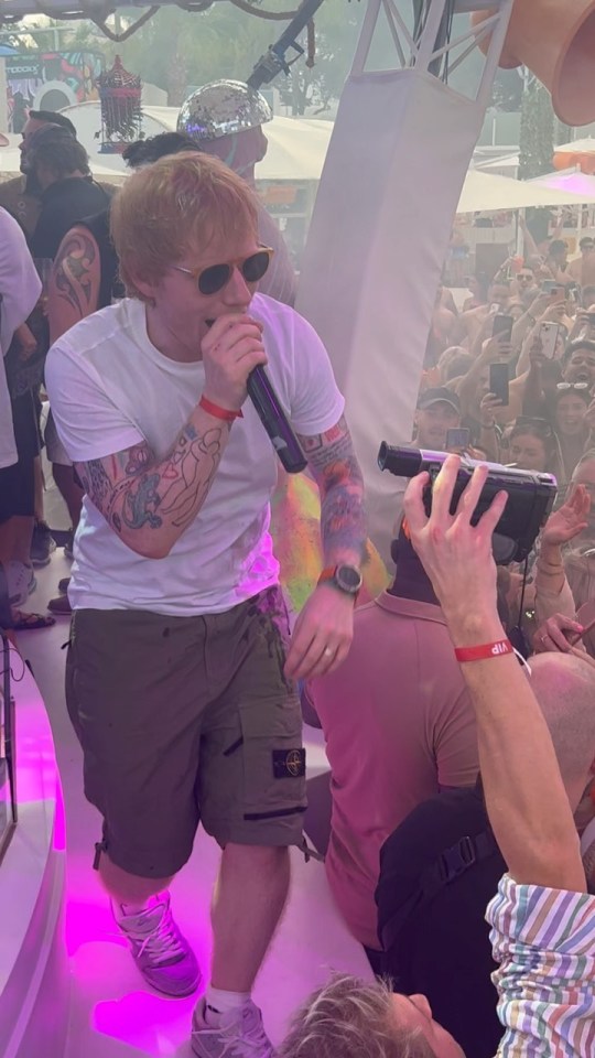 Ed Sheeran made a surprise appearance at Ibiza day club O Beach and performed his track Shape Of You