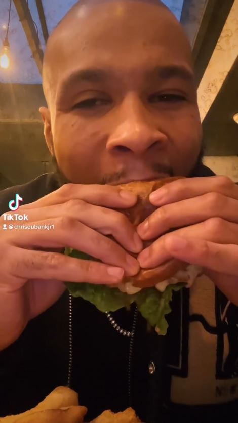 Chris Eubank Jr filmed himself wolfing down a greasy burger close to his next fight