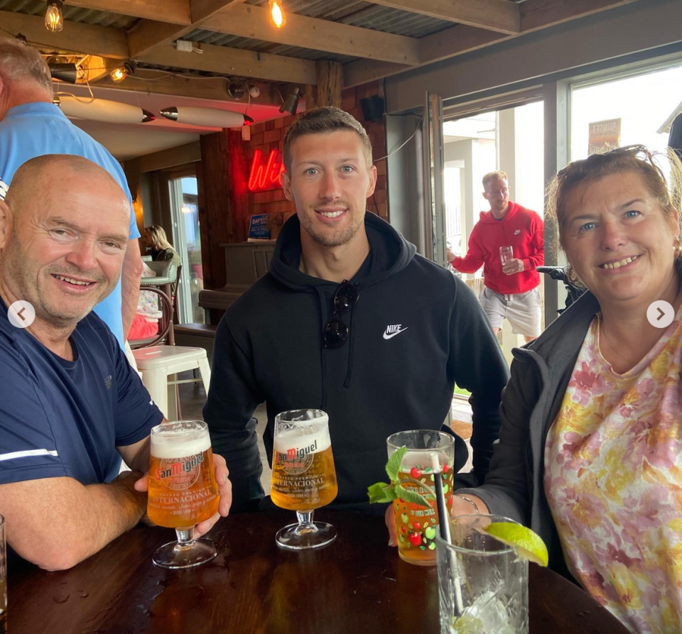 Tom Snr and Julie sit for a pint with their handsome son who