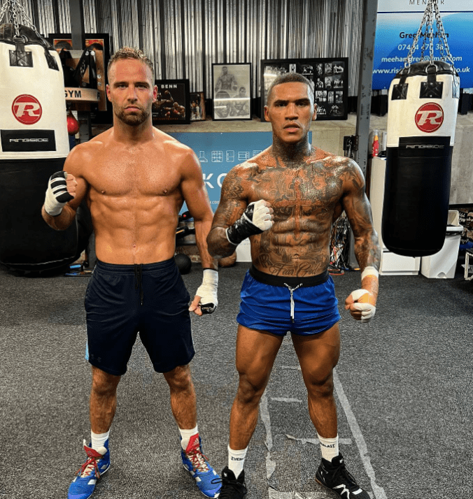 Felix Cash with Conor Benn after a sparring session