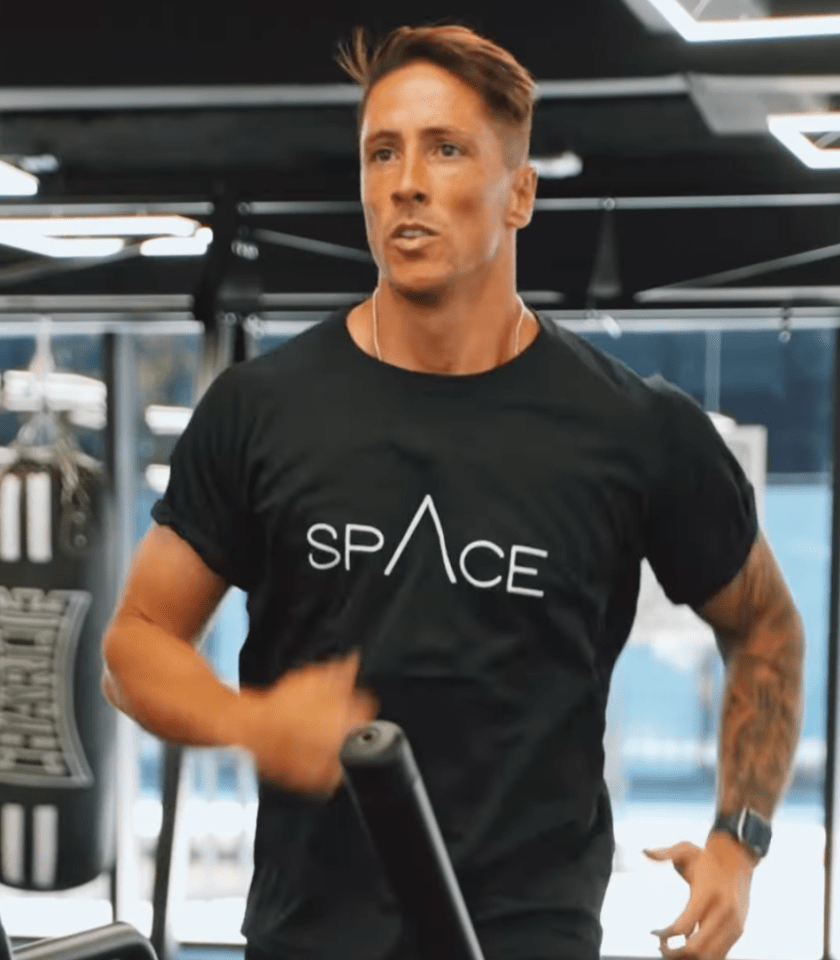 Torres worked up a sweat on the cardio machines in the gym