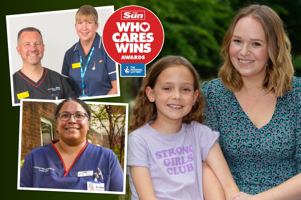 Teams at the Wellow Unit (top l), the Southampton Children’s Hospital (bottom l) and Birmingham Children's Hospital and the Proton Beam Therapy Centre at The Christie who treated Amelie Fielding (picture, r, with her mum Amy) are up for Best Team at the WCW awards