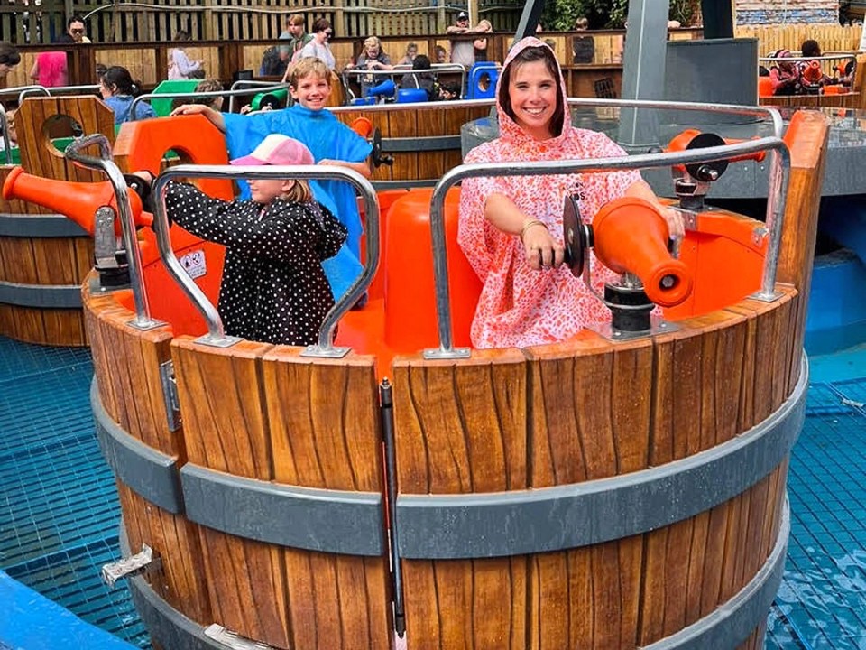 Caroline McGuire and her kids on the Barrel Bail Out ride