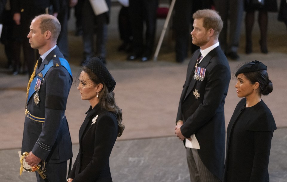 The four also appeared together at Westminster Hall on Wednesday, when Harry was banned from wearing military uniform