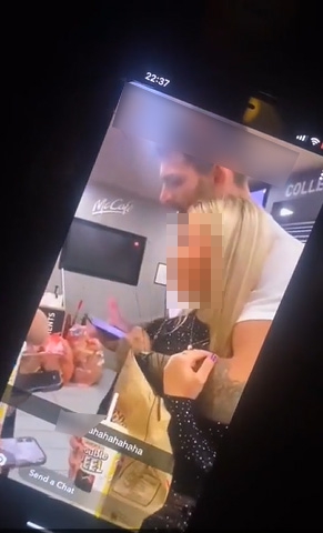 Adam was seen wrapping his arms around a mystery blonde in McDonald's at the weekend